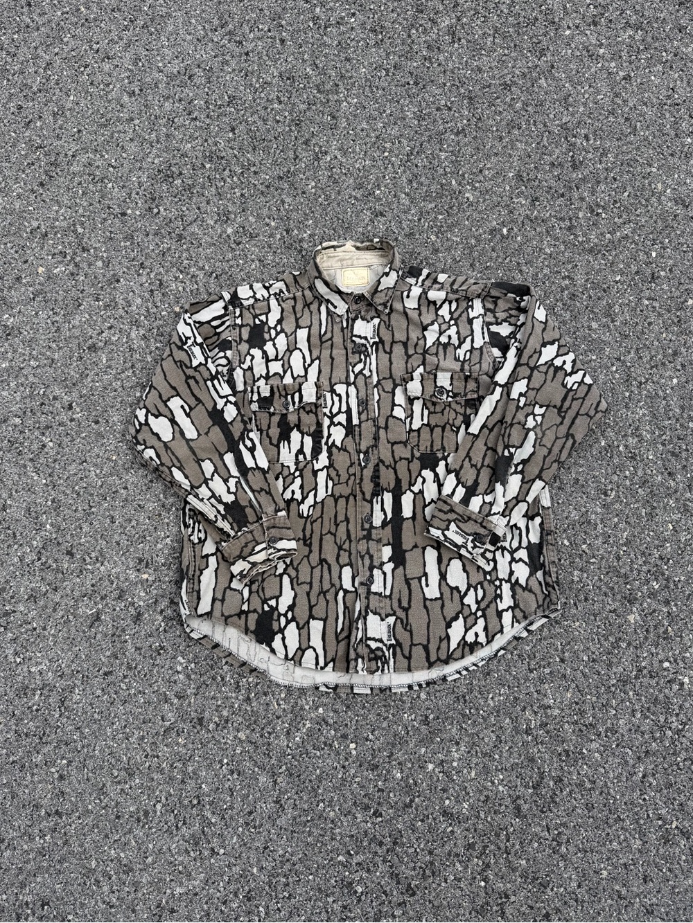 Vintage Deerskin Camouflage Button Up Trebark Camo Size XL USA Made Melton Shirt